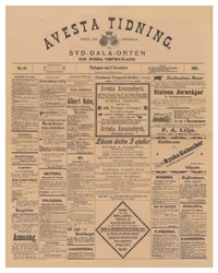 Löpsedel / förstasida från Avesta tidning, 1898