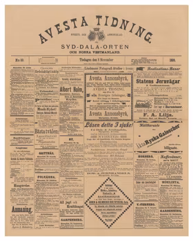 Löpsedel / förstasida från Avesta tidning, 1898