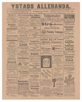 Löpsedel / tidning från Ystad, år 1903