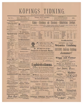Löpsedel / förstasida från Köping, år 1894