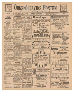 Löpsedel / förstasida från Örnsköldsvik, år 1903