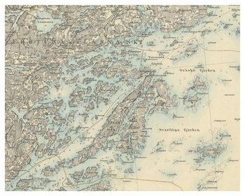 Historisk karta över Yxlan och Blidö, år 1879