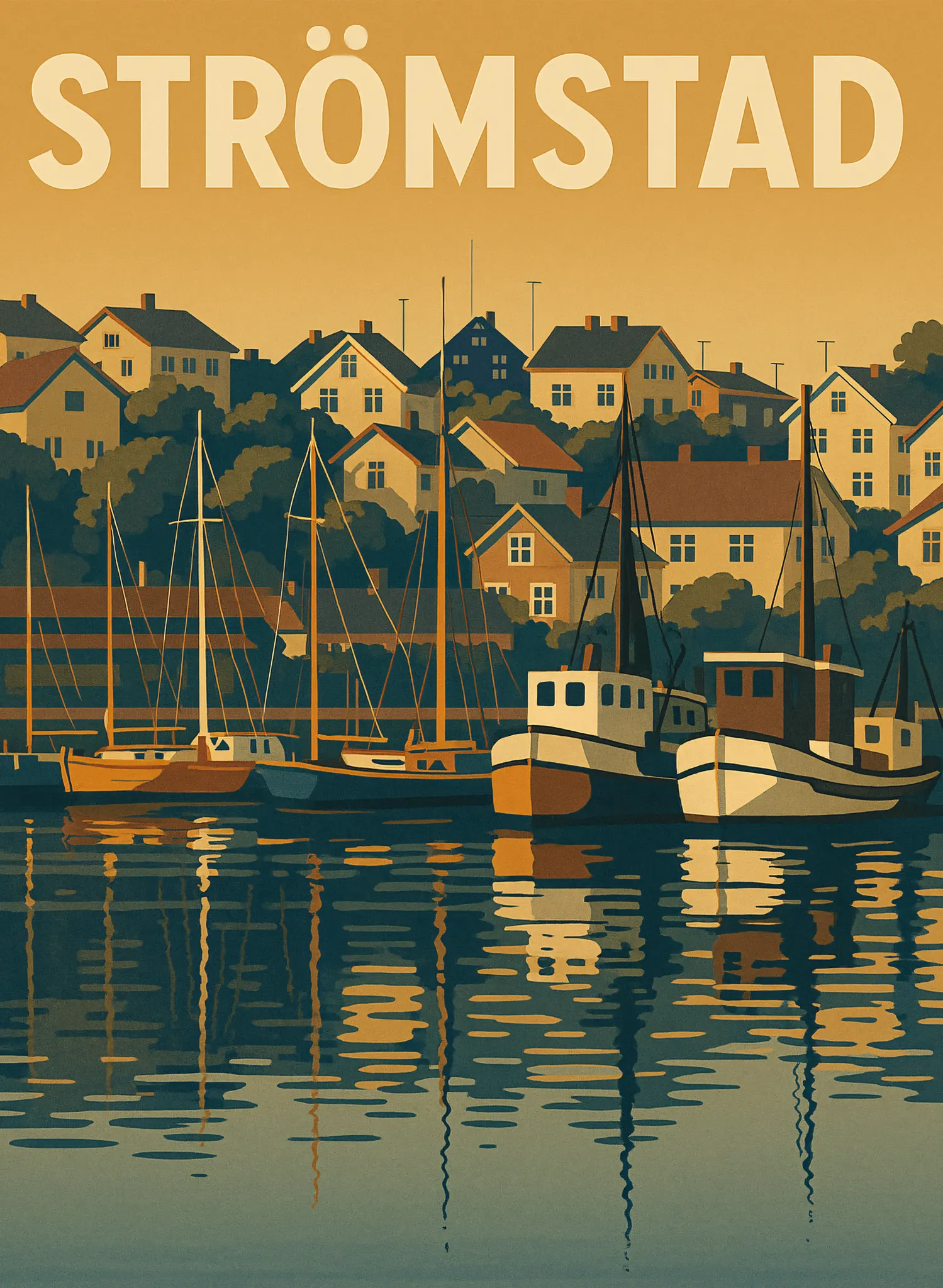 Strömstad – ikonisk affisch i gammaldags reseposter-stil - Historiehemmet