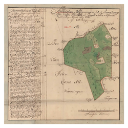 Historisk karta över Stenbäcken, år 1743