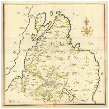Historisk karta över Dyvik på Vätö, år 1707