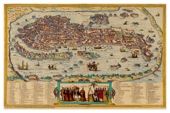 Historisk karta över Venedig, år 1565