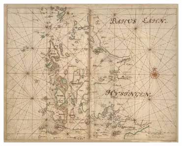 Historiskt sjökort över Göteborgs norra skärgård, år 1692