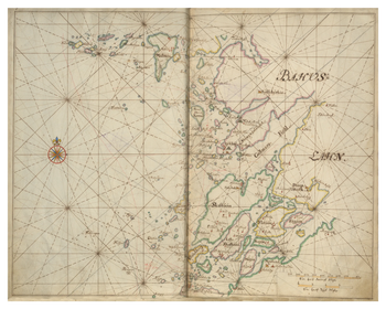 Historiskt sjökort över Bohusläns skärgård (Lysekil), år 1692