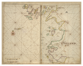 Historiskt sjökort över Hallands kust (Frillesås), år 1692.