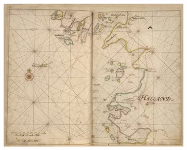 Historiskt sjökort över Hallands kust (Frillesås), år 1692.