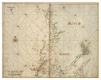 Historiskt sjökort över Bohusläns skärgård (Smögen), år 1692