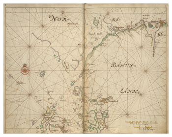Historiskt sjökort över Bohusläns skärgård (Strömstad), år 1692