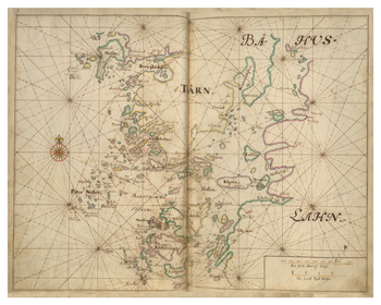 Historiskt sjökort över Bohusläns skärgård (Tjörn), år 1692