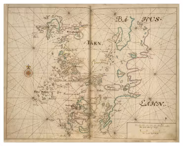 Historiskt sjökort över Bohusläns skärgård (Tjörn), år 1692