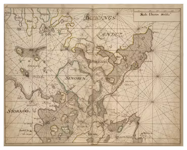 Historiskt sjökort över Blekinges skärgård (Senoren), år 1692