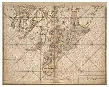 Historiskt sjökort över Blekinges skärgård (Torhamn), år 1692