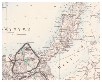 Historisk karta över Vänersnäs, år 1858