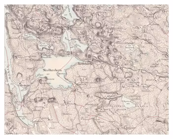 Historisk karta över Braås och Nottebäck, år 1874