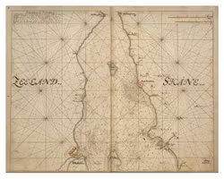 Historiskt sjökort över Skånes kust (Landskrona), år 1692
