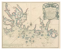 Historiskt sjökort över Blekinge skärgård (Järnavik), år 1757