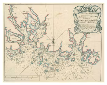 Historiskt sjökort över Blekinge skärgård (Järnavik), år 1757