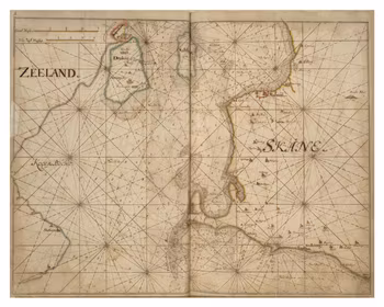 Historiskt sjökort över Skånes kust (Falsterbo), år 1692