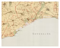 Historisk karta över Beddingestrand, år 1913-1914