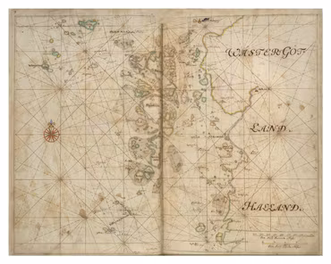 Historiskt sjökort över Göteborgs södra skärgård, år 1692