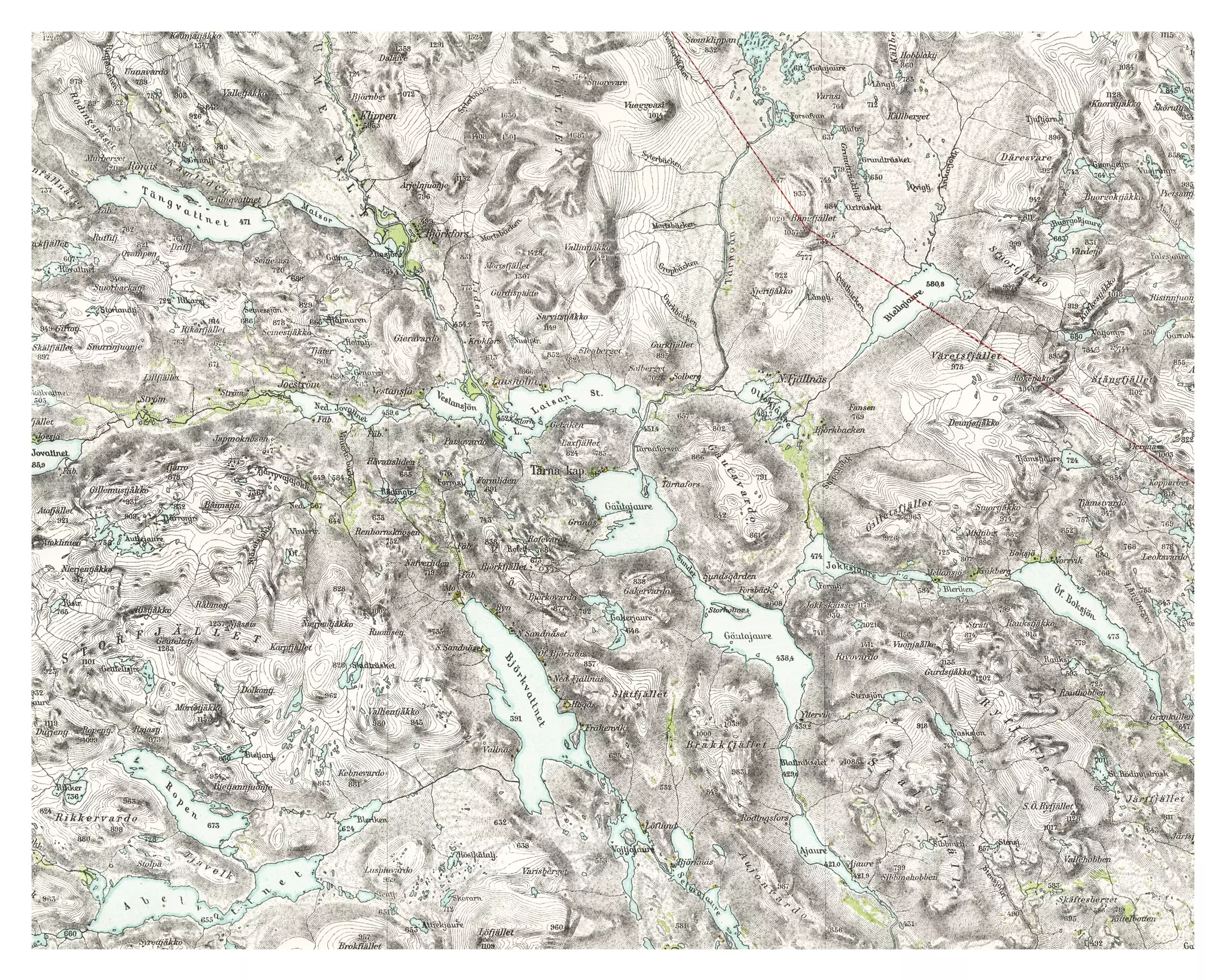 Historisk karta över Hemavan och Tärnaby, år 1897