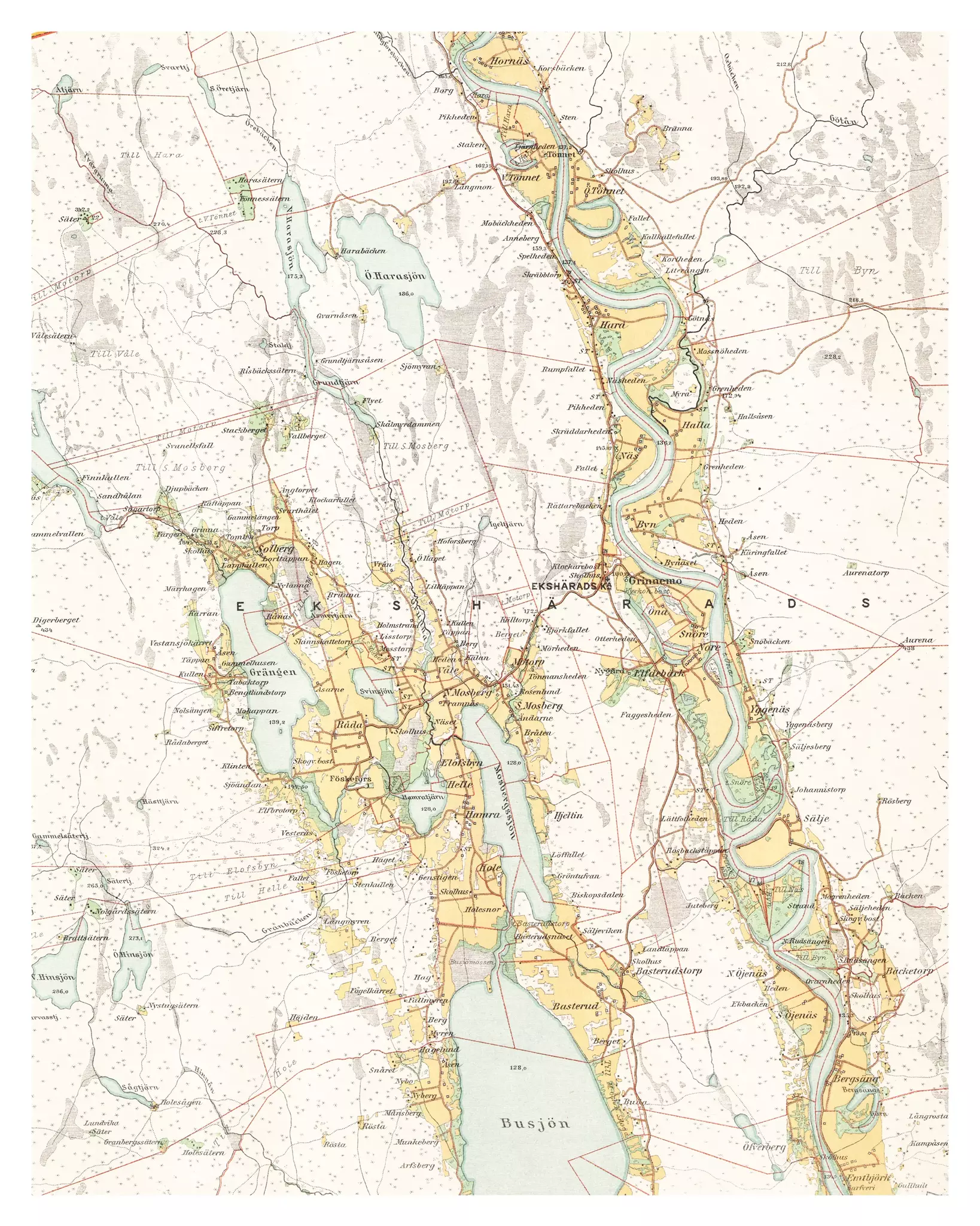 Historisk karta över Ekshärad, år 1892