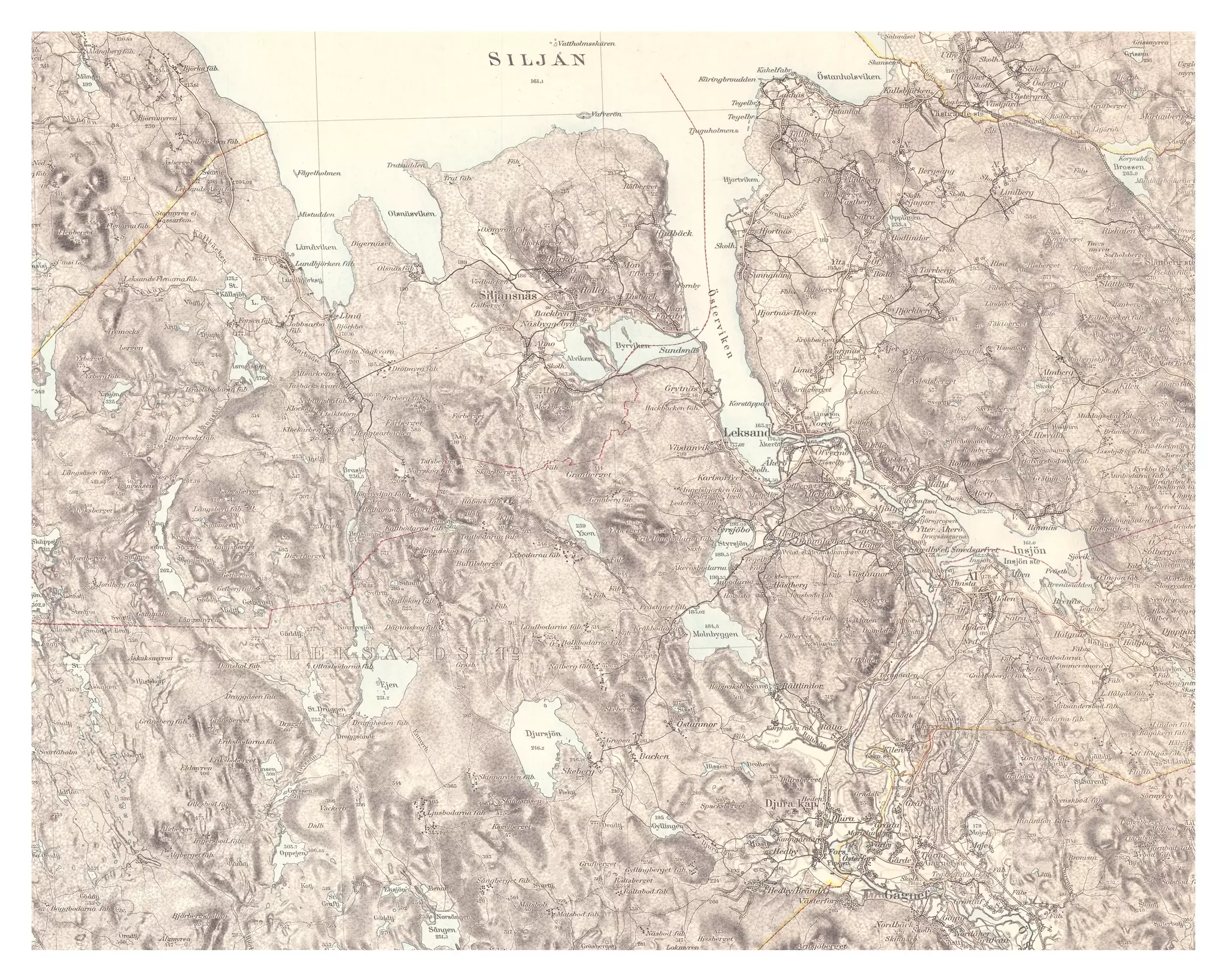 Historisk karta över Leksand och Siljansnäs, år 1913