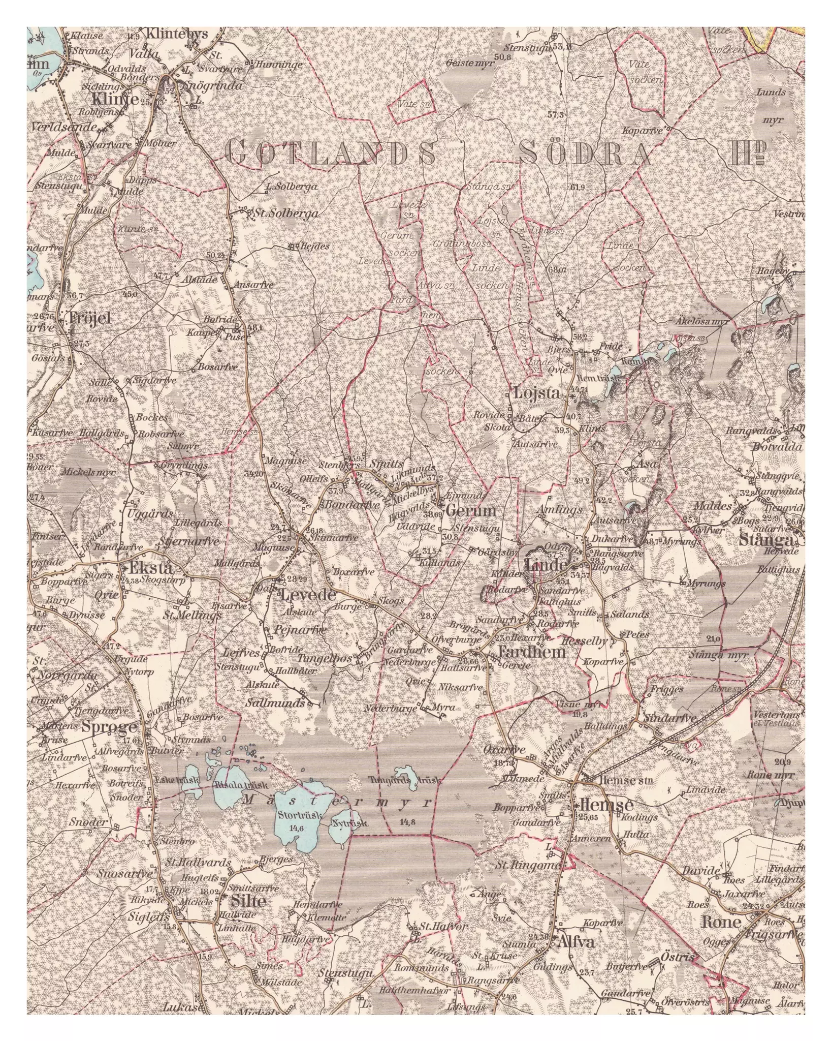 Historisk karta över Levide och Fardhem, år 1890