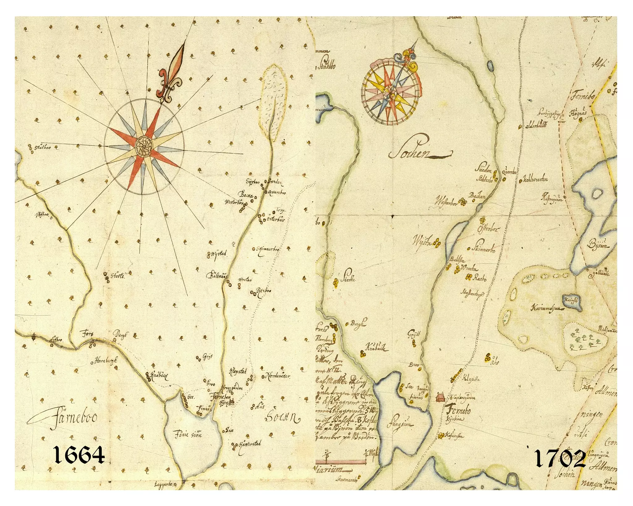 Historisk karta över Färnebo