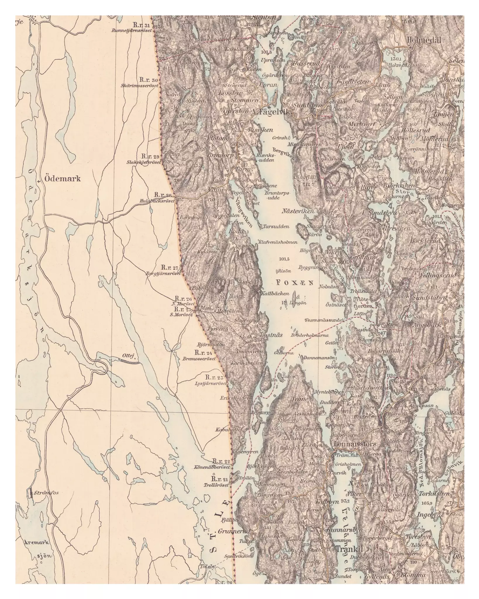 Historisk karta över Lennartsfors, år 1895