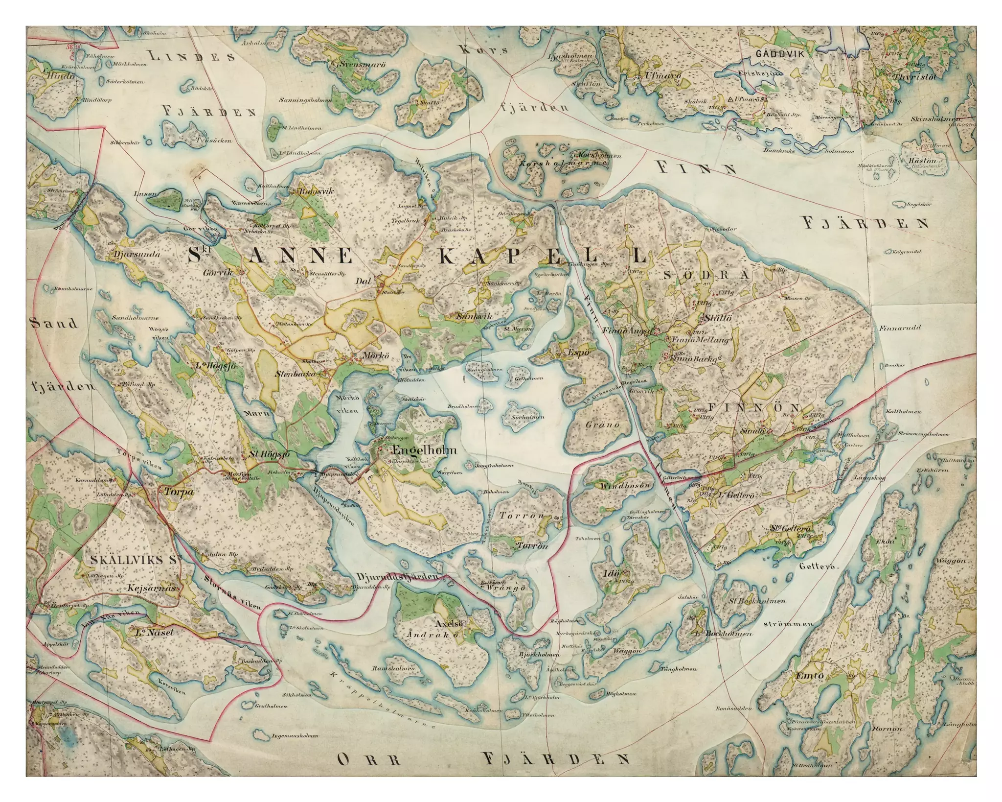 Historisk karta över Södra Finnö, år 1968-1977
