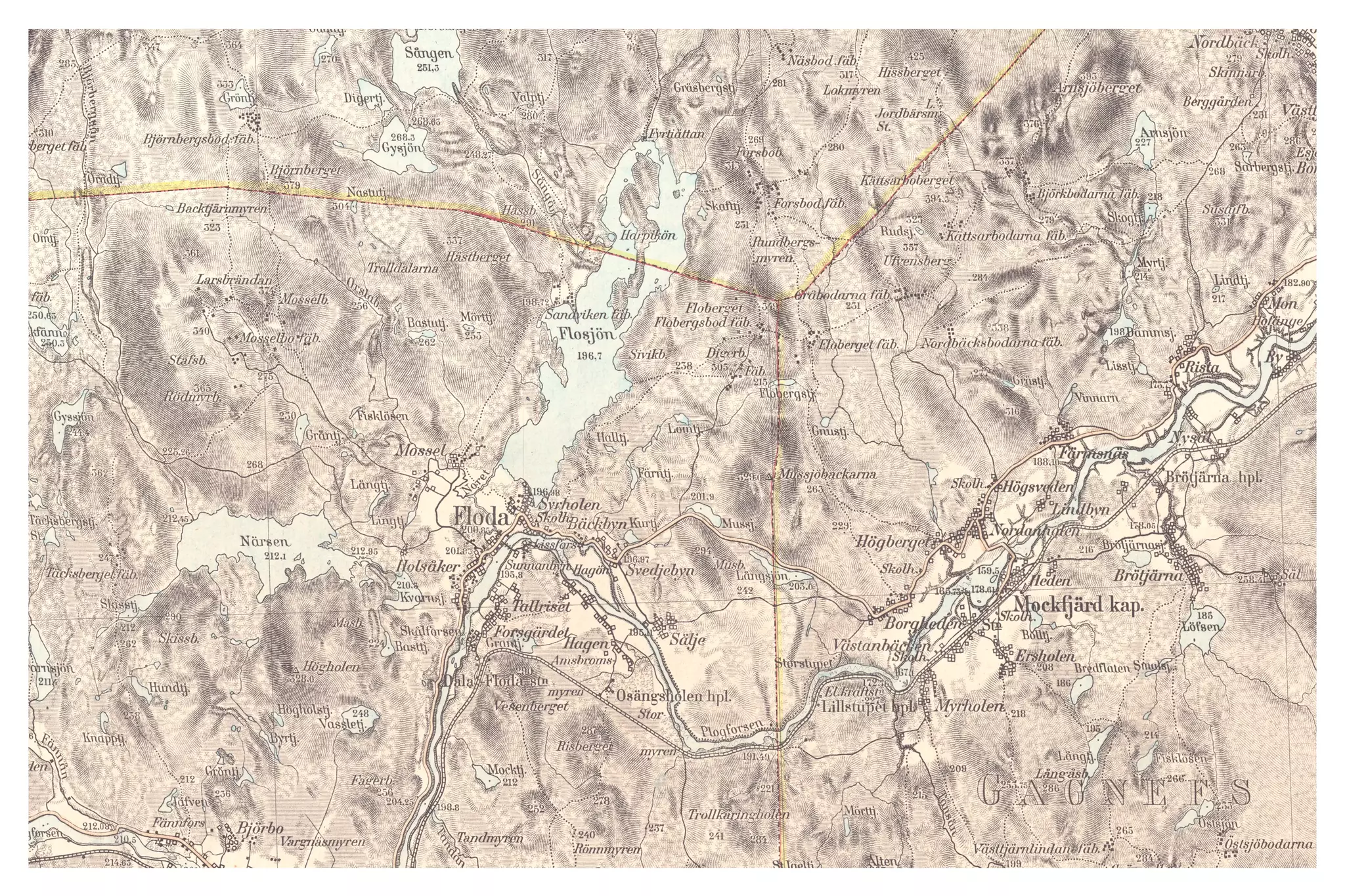 Historisk karta över Dala-Floda, år 1913