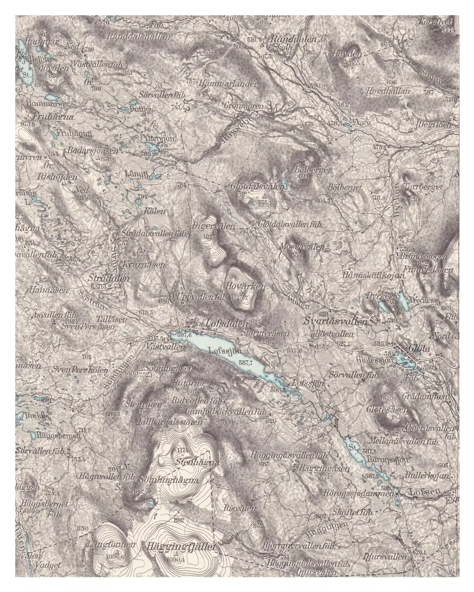 Historisk karta över Lofsdalen, år 1923