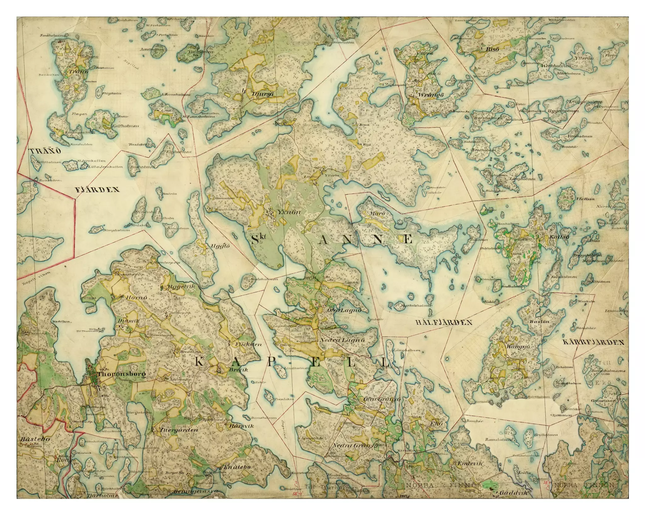 Historisk karta över Norra Finnö, år 1868-1877