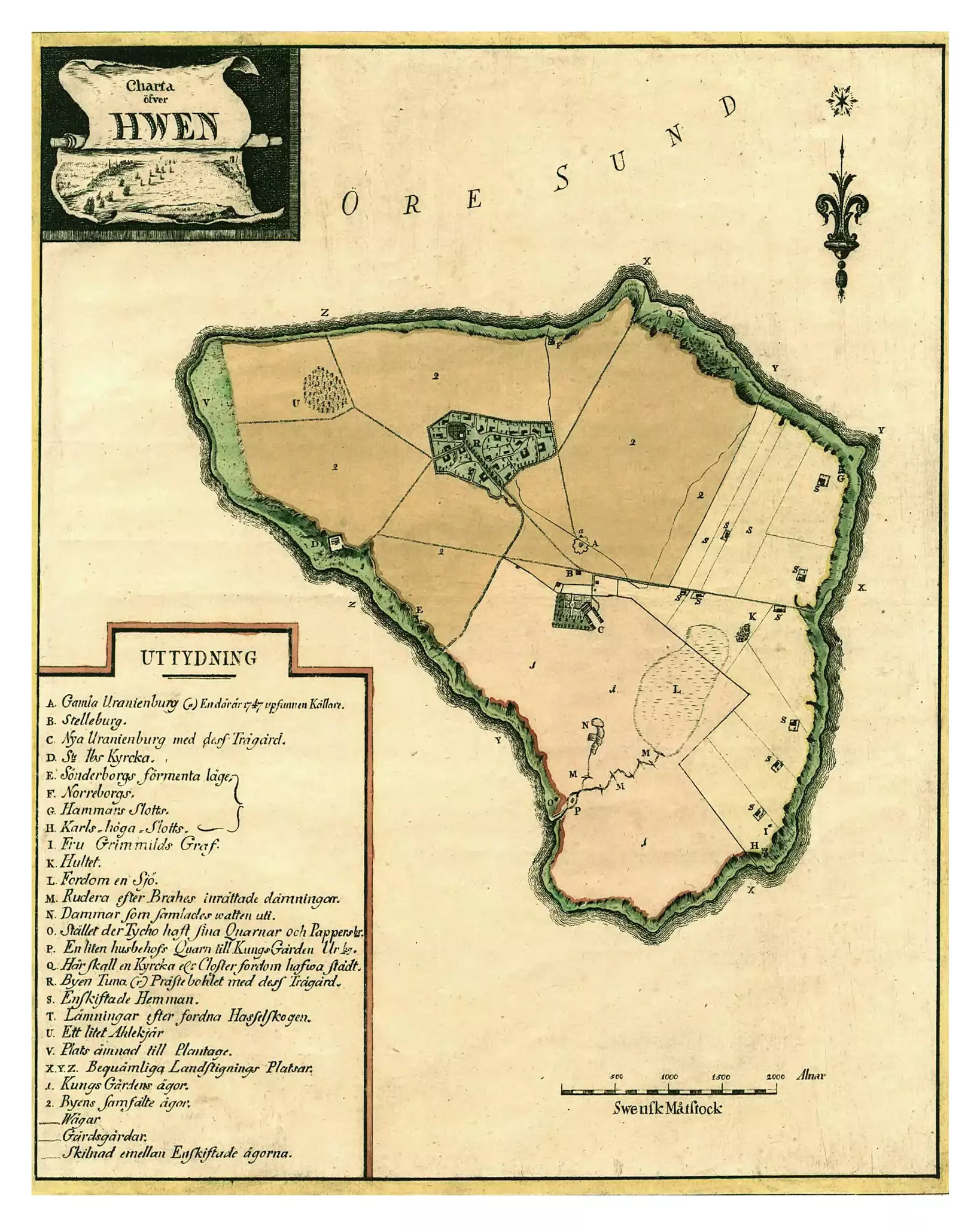 Historisk karta över Ven, ca 1800