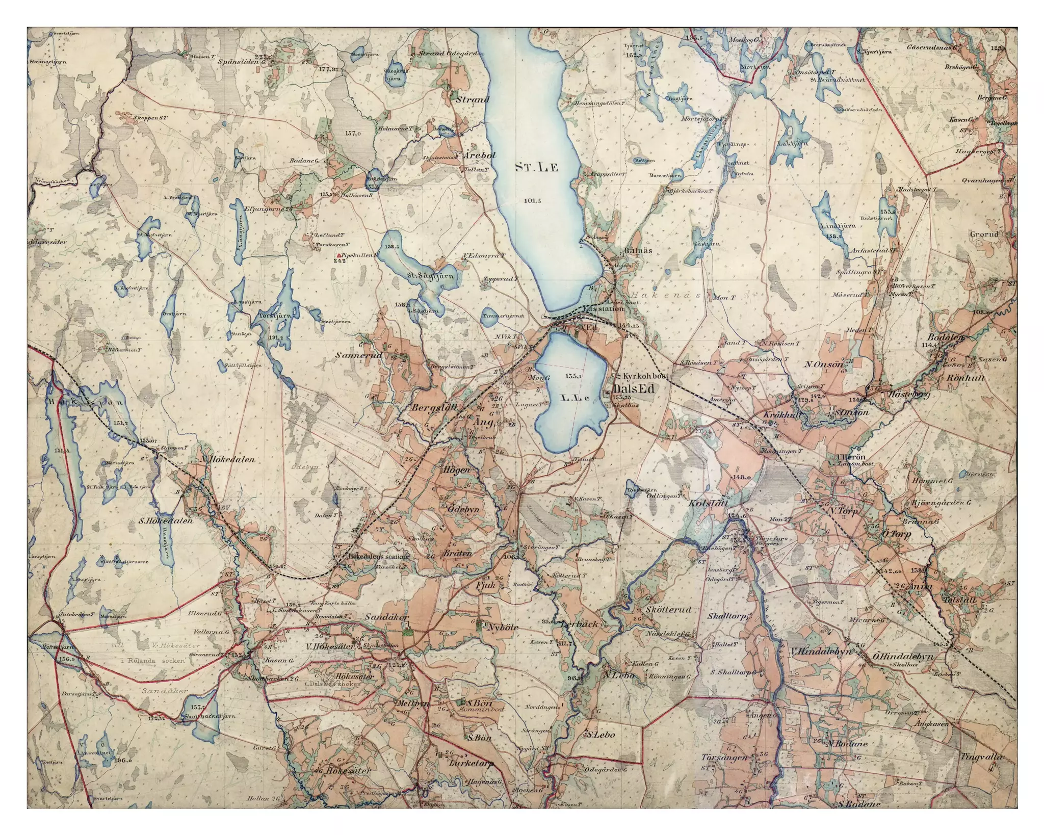 Historisk karta över Dals-Ed, år 1890-1897
