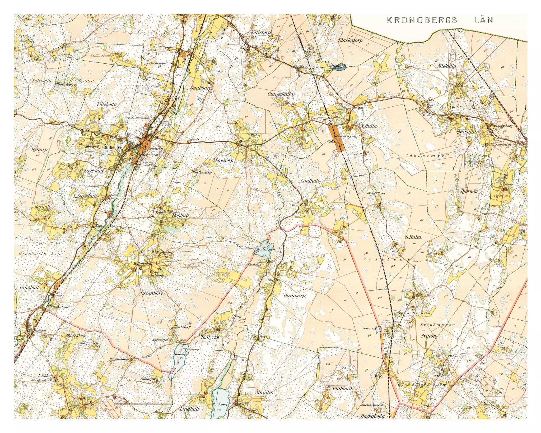 Historisk karta över Killeberg, år 1936