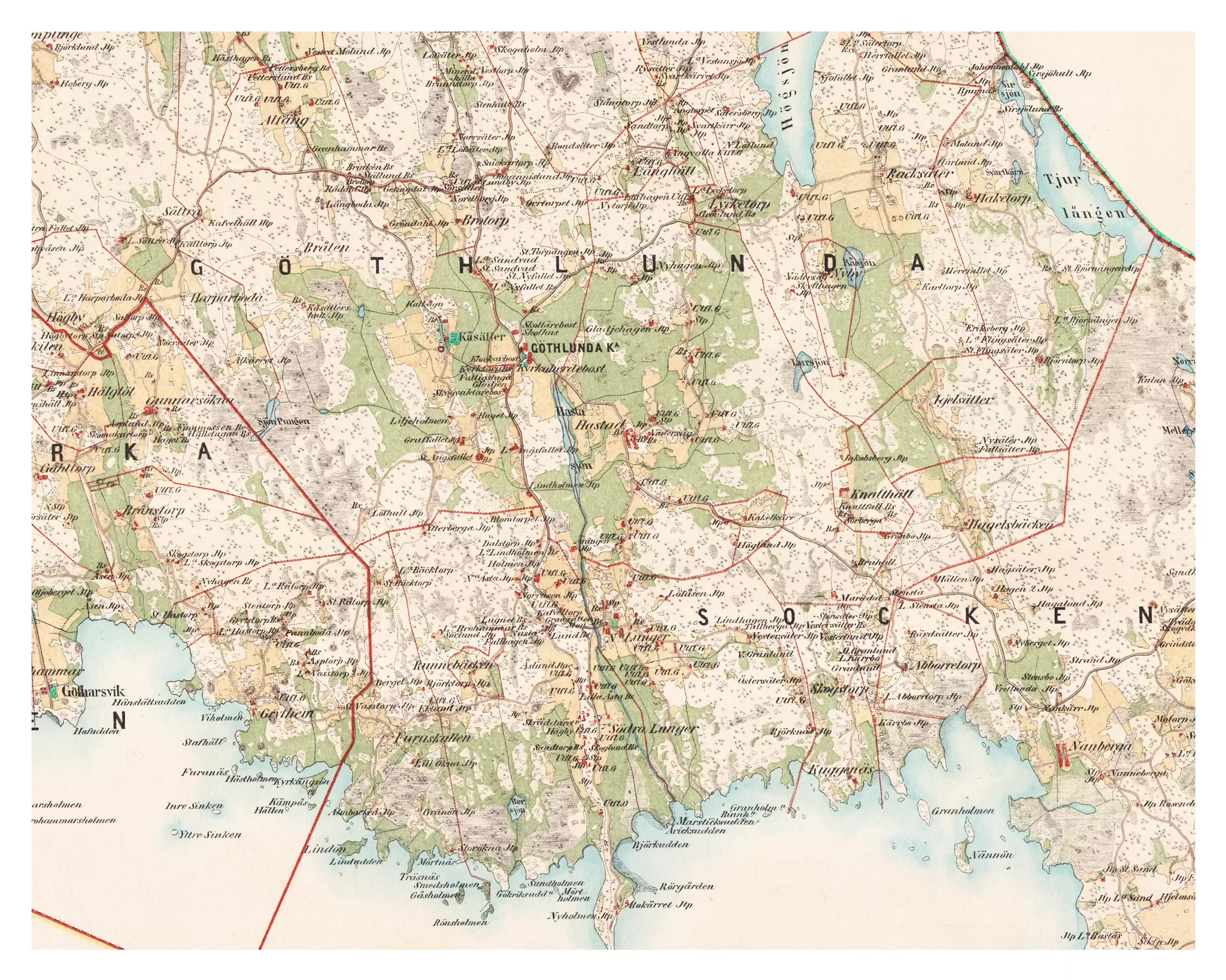 Historisk karta över Götlunda, år 1864-1865