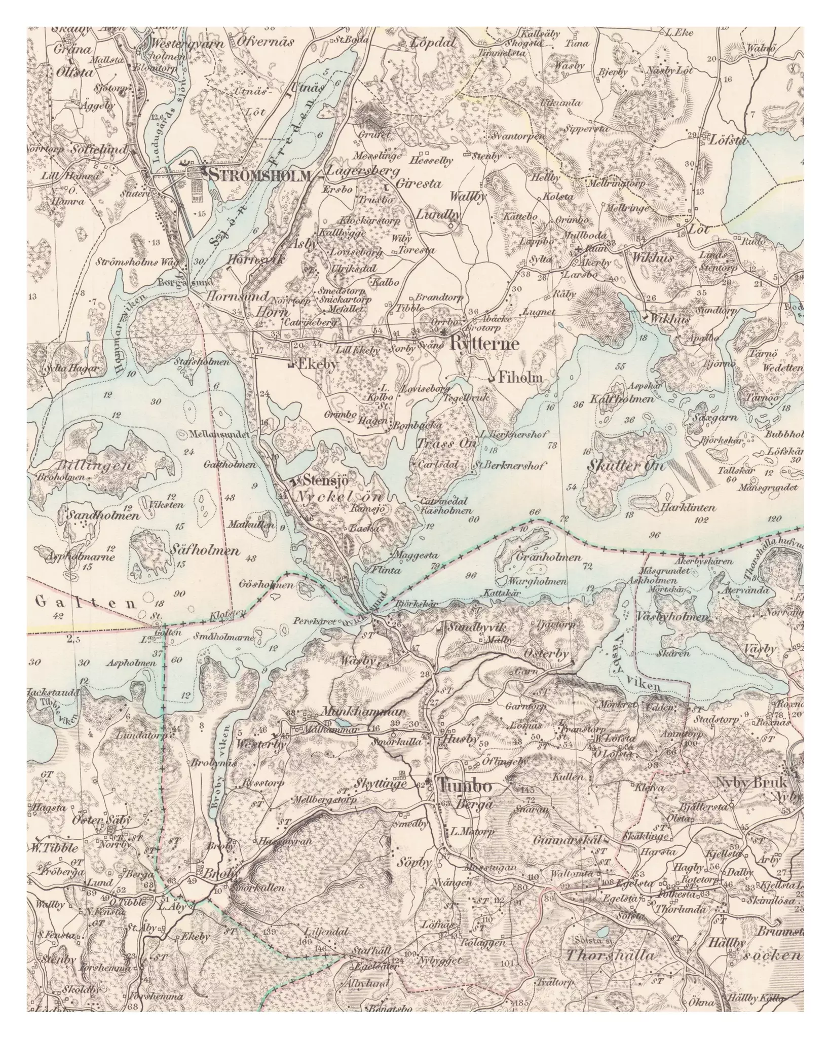 Historisk karta över Kvicksund, år 1868