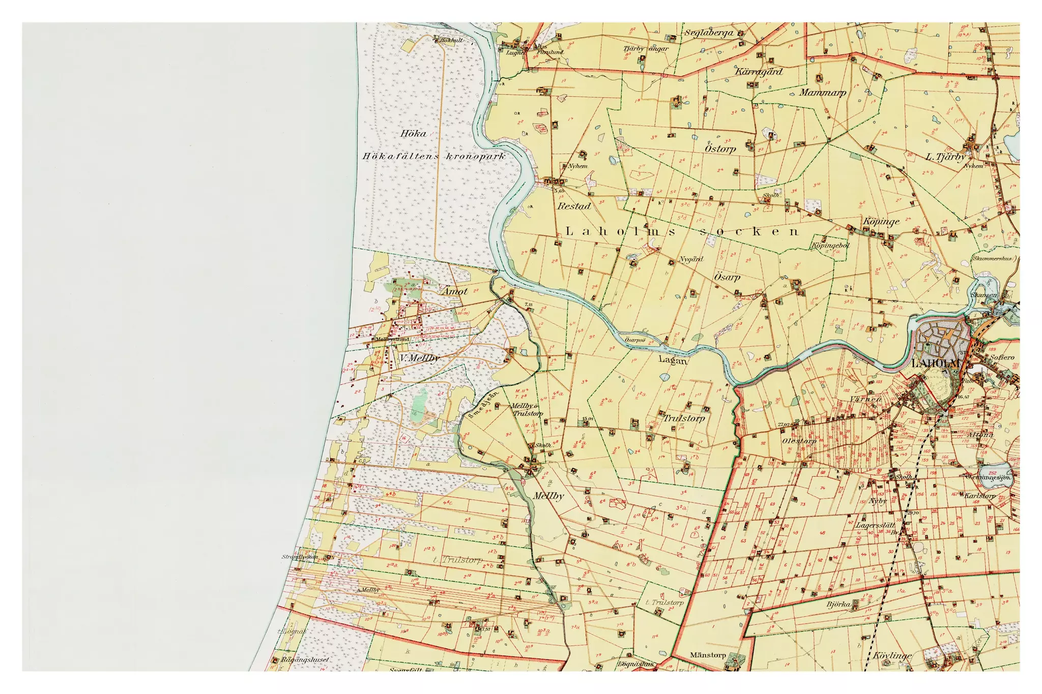 Historisk karta över Mellbystrand, år 1923