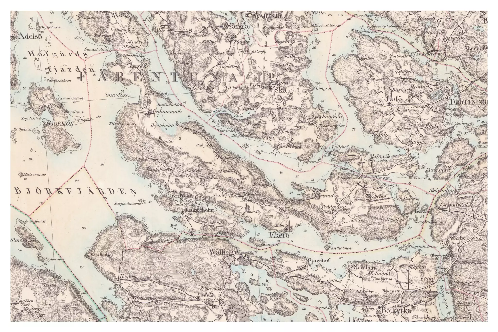 Historisk karta över Ekerö, år 1873