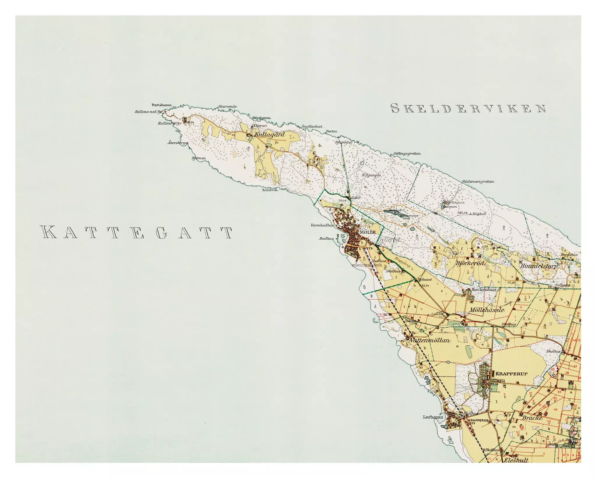 Historisk karta över Mölle, år 1911