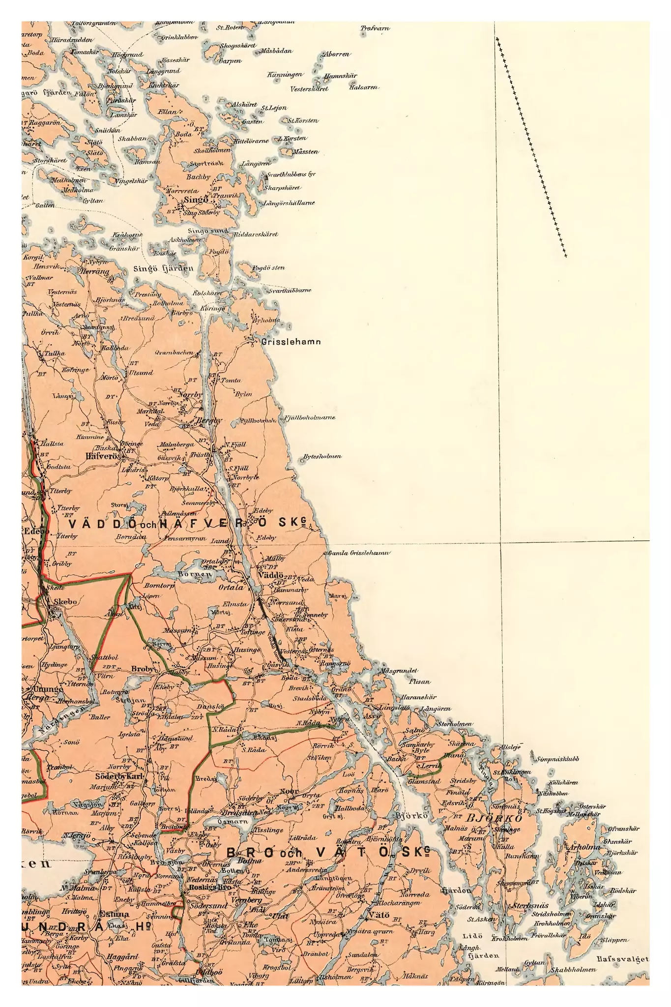 Historisk karta över Väddö, år 1886