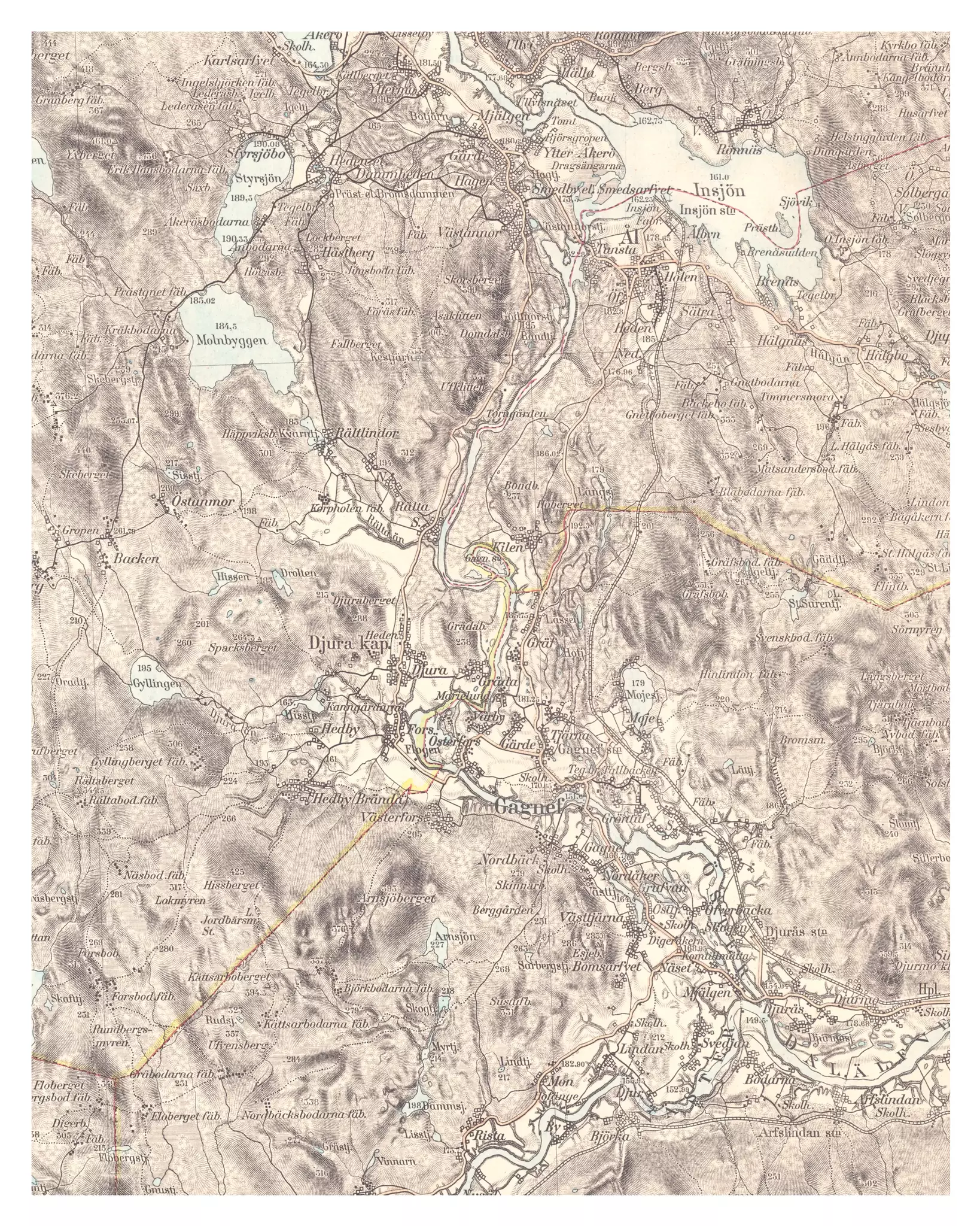 Historisk karta över Gagnef, år 1913