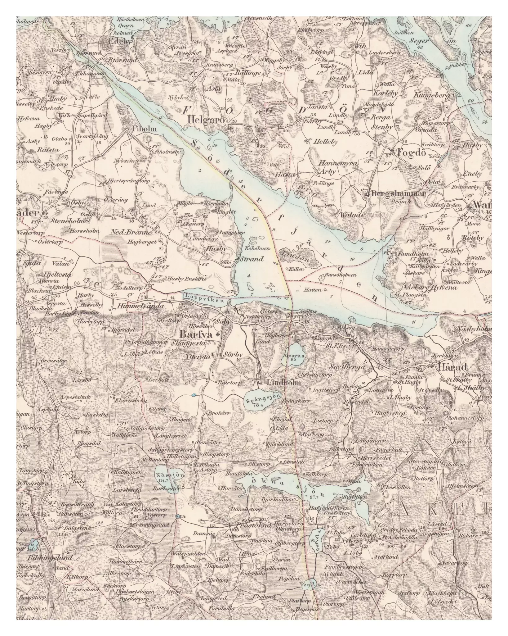 Historisk karta över Barva, år 1868