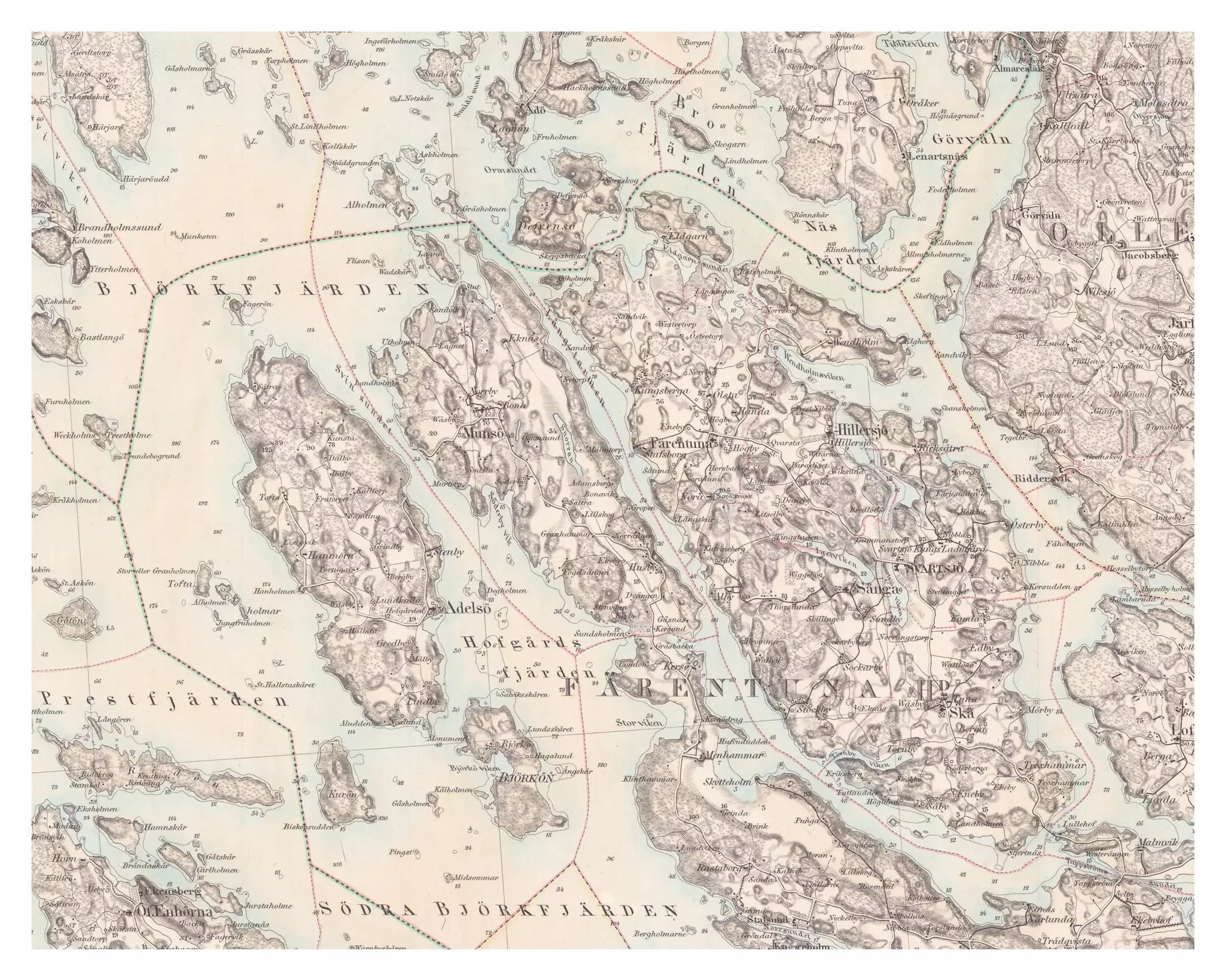 Historisk karta över Mälaröarna, år 1873